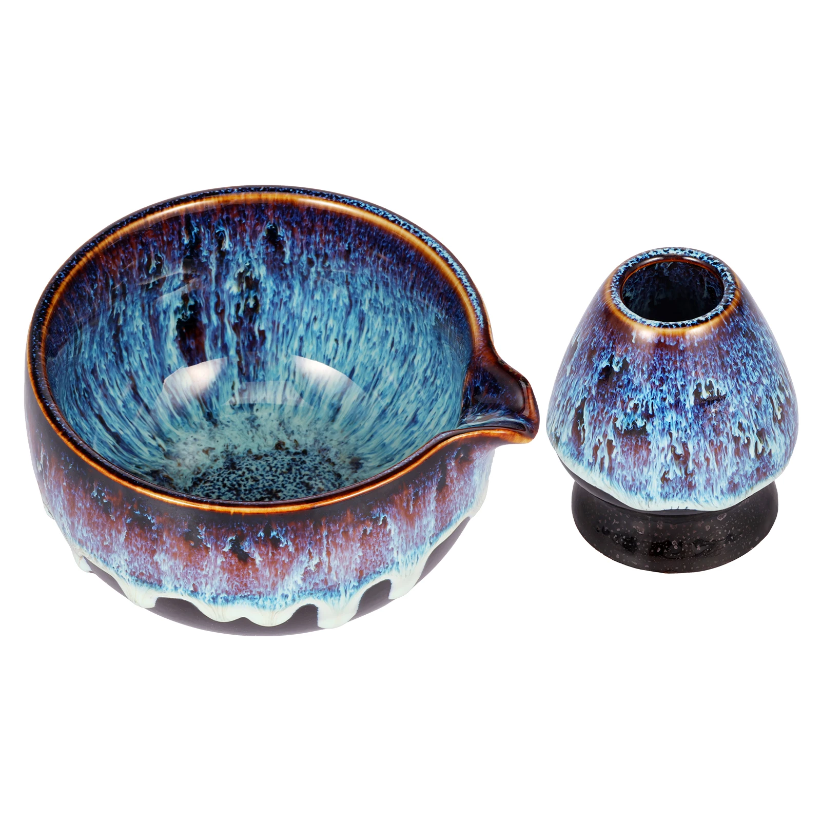 

Керамическая чаша для матча и набор держателей для венчика включает в себя керамическую чашу емкостью 450 мл/16 унций с носиком и держателем венчика для домашней матчи