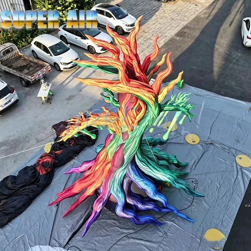 Giant Inflatable Rainbow Twisted Root Tree for Art Festival, Carnival, Mall, Theme Park & Outdoor Commercial Event Decor