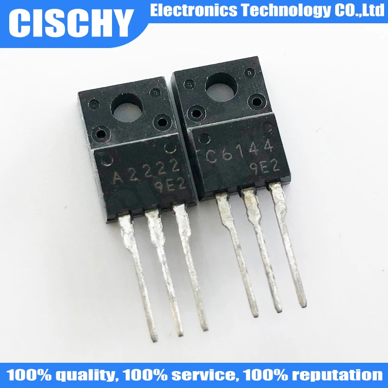 10pcs/lot=5pair (5pcs A2222 + 5pcs C6144)  2SA2222 2SC6144 TO-220F In Stock