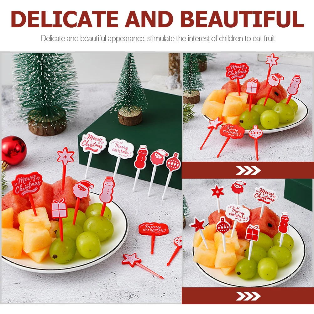 

16pcs Decorative Fruit Picks Christmas Themed Plastic Sticks For Appetizers Desserts Snacks Party Supplies Food Picks