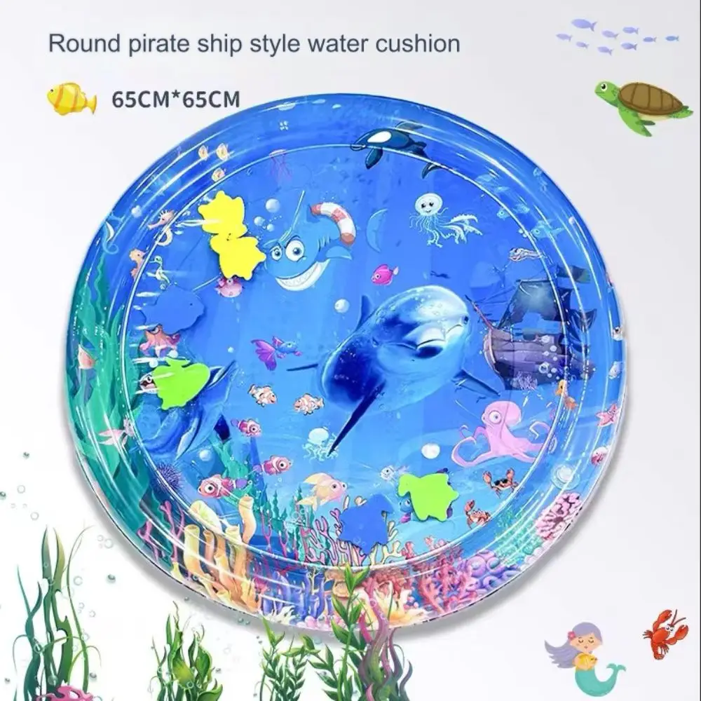 Creative 25.59 Inches Cat Play Mat Inflatable Thickened Water Mat Cool Marine Organism Water Playmat