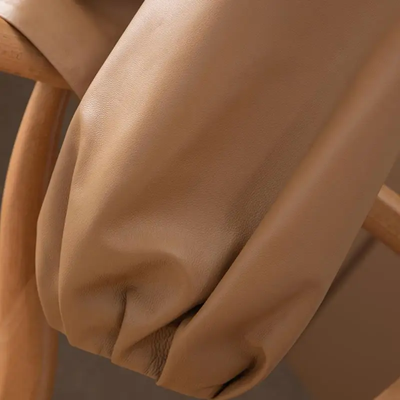 2025 spring and autumn new round neck lantern sleeve jacket women's PU leather short small leather jacket