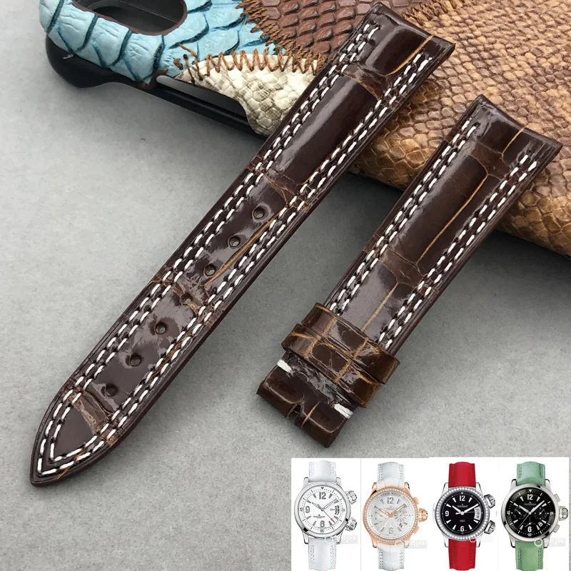 

FUYIJIA Women Luxury Custom J-aegerLeCoultre Watch Band Alligator Strap 18MM 21MM Genuine Leather Belt Crocodile Skin Watchbands