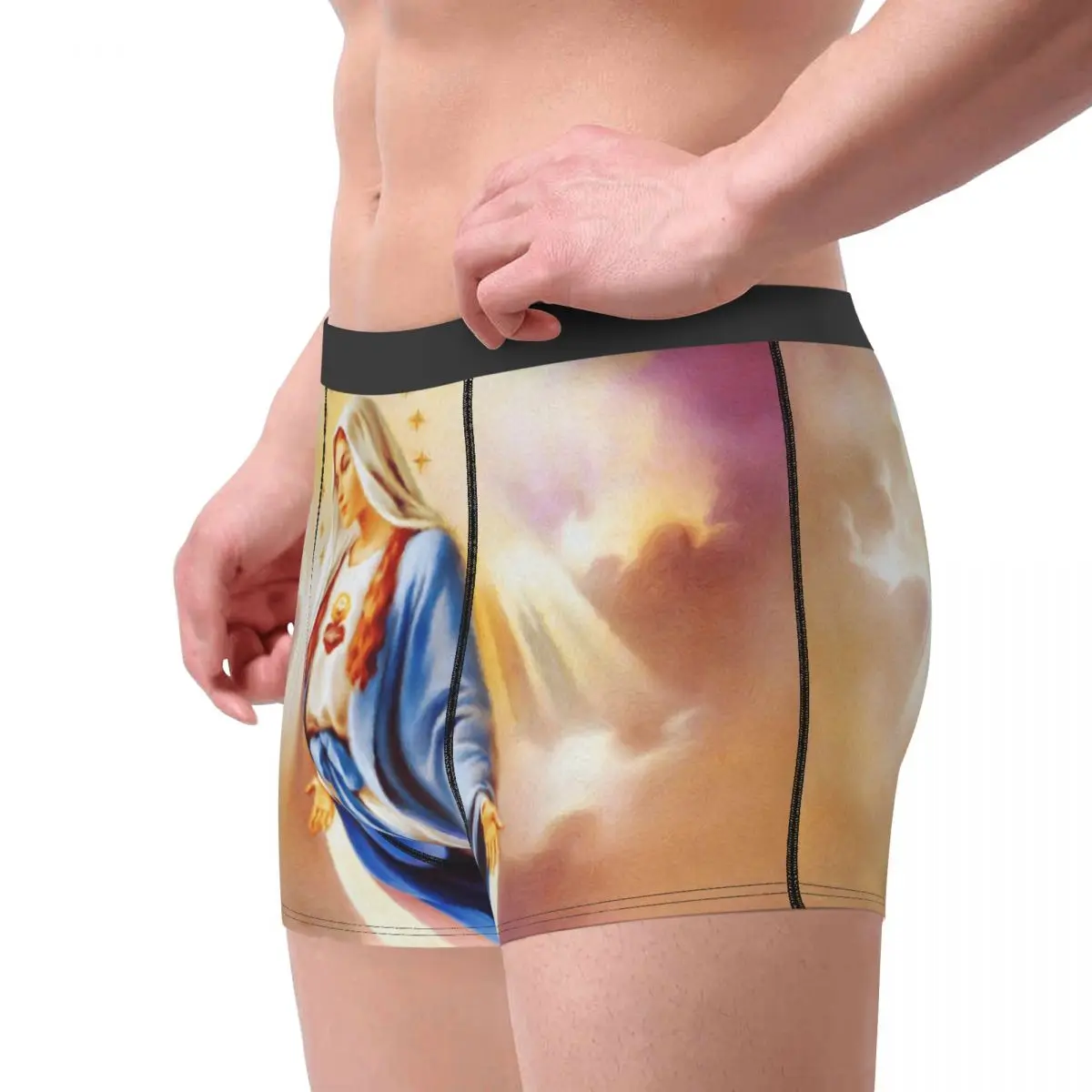 Custom Catholic Virgin Mary Underwear Men Stretch Our Lady of Guadalupe Boxer Briefs