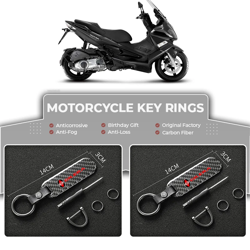 Para Gilera GP800 Fuoco Nexus 500 Runner 125 200 NEXUS250 accesorios con logotipo llavero de cuero de fibra de carbono de alta calidad