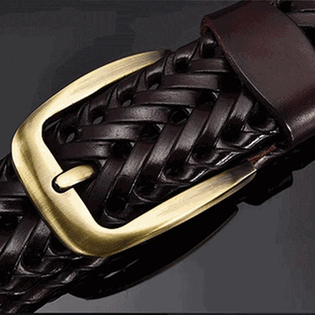 Premium Leather Fashion Men Braid Belt Adjustable Woven Match For Any Outfit Elegant And Attractive