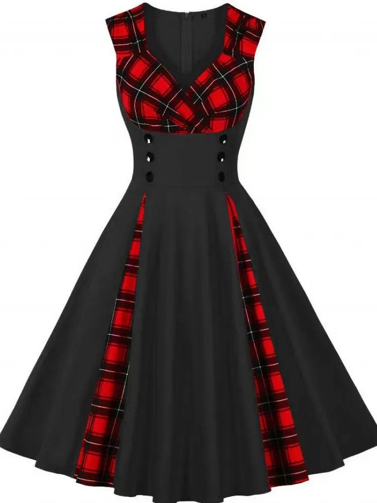Sukienki Plus Size Damskie Odzież Pin Up Codzienne Imprezowe Bez Rękawów Retro Sukienka Lata 60. 50. Vintage Rockabilly Swing Vestidos
