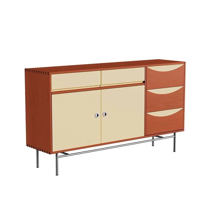 

Solid wood retro dining side cabinet, Nordic integrated wall locker, coffee cabinet, entrance cabinet