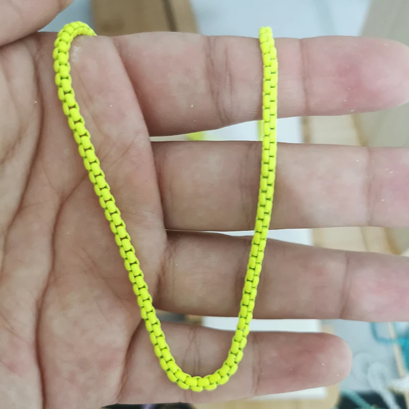 3mm Bonbonfarbene Halskette Armband Fußkettchen DIY Anpassbare Basis-Damen-Choker Neon Grün Gelb Schmuckzubehör Bohème – Detail 5
