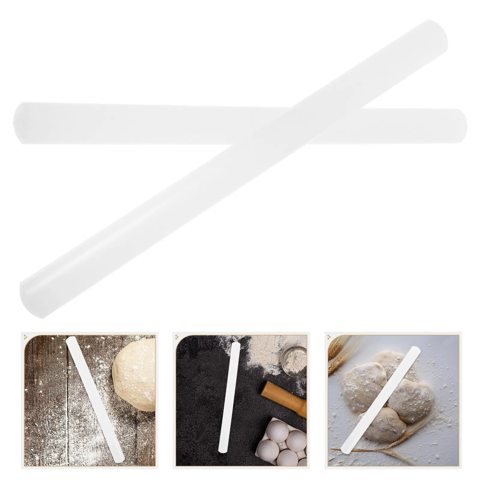 

2Pcs Plastic Rolling Pins Non Stick Dough Roller Bakery Cookie Rolling Pin Baking Tool Pasta Roller Milling Machine Pads