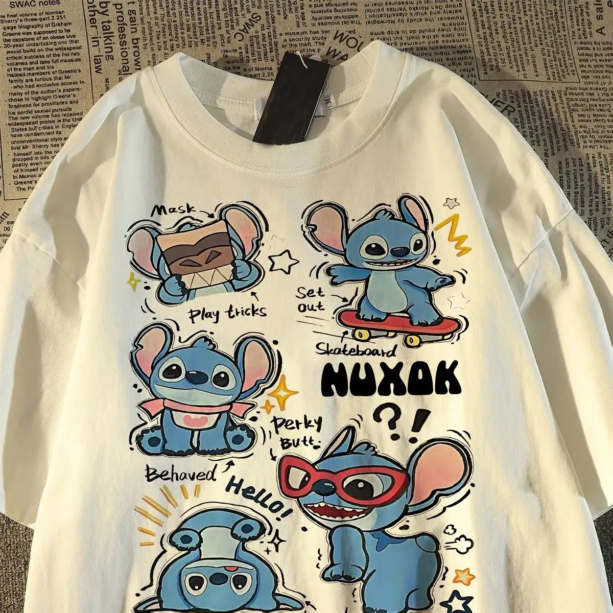 

Футболка с короткими рукавами из чистого хлопка с мультяшным принтом Disney Stildy для мальчиков и девочек, детская летняя свободная посадка