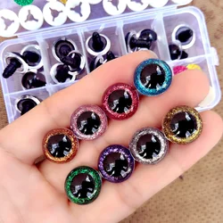30pcs 3D DIY Glitter Plush Plastic Safety Eyes For Toys Amigurumi Doll Making Eyes For Dolls Mix Animal Box 12mm