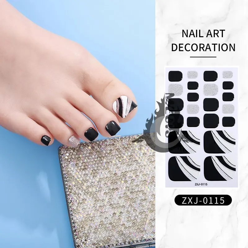 Nuovo smalto per unghie pellicola adesivi per unghie dei piedi tinta unita Glitter Toe Nail Art Sticker fai da te adesivo impermeabile involucri per unghie decalcomanie