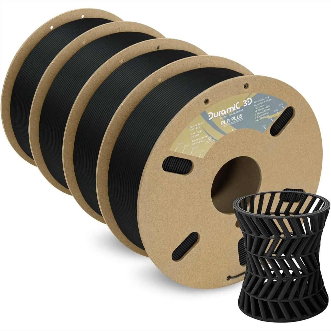 

3D PLA+ Filament 1.75mm PLA Pro Printing Filament, 4 Pack 1kg Spool (2.2lbs), Tougher and Stronger, Dimensional Accuracy +/-