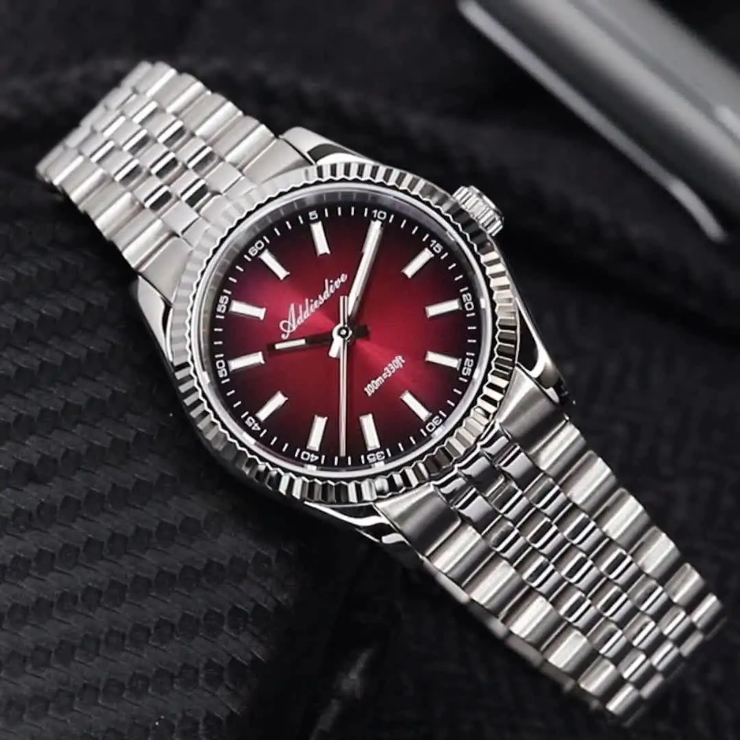 美品 Addiesdive AD2073 サンレイグレー 腕時計 クォーツ 稼働 中古 