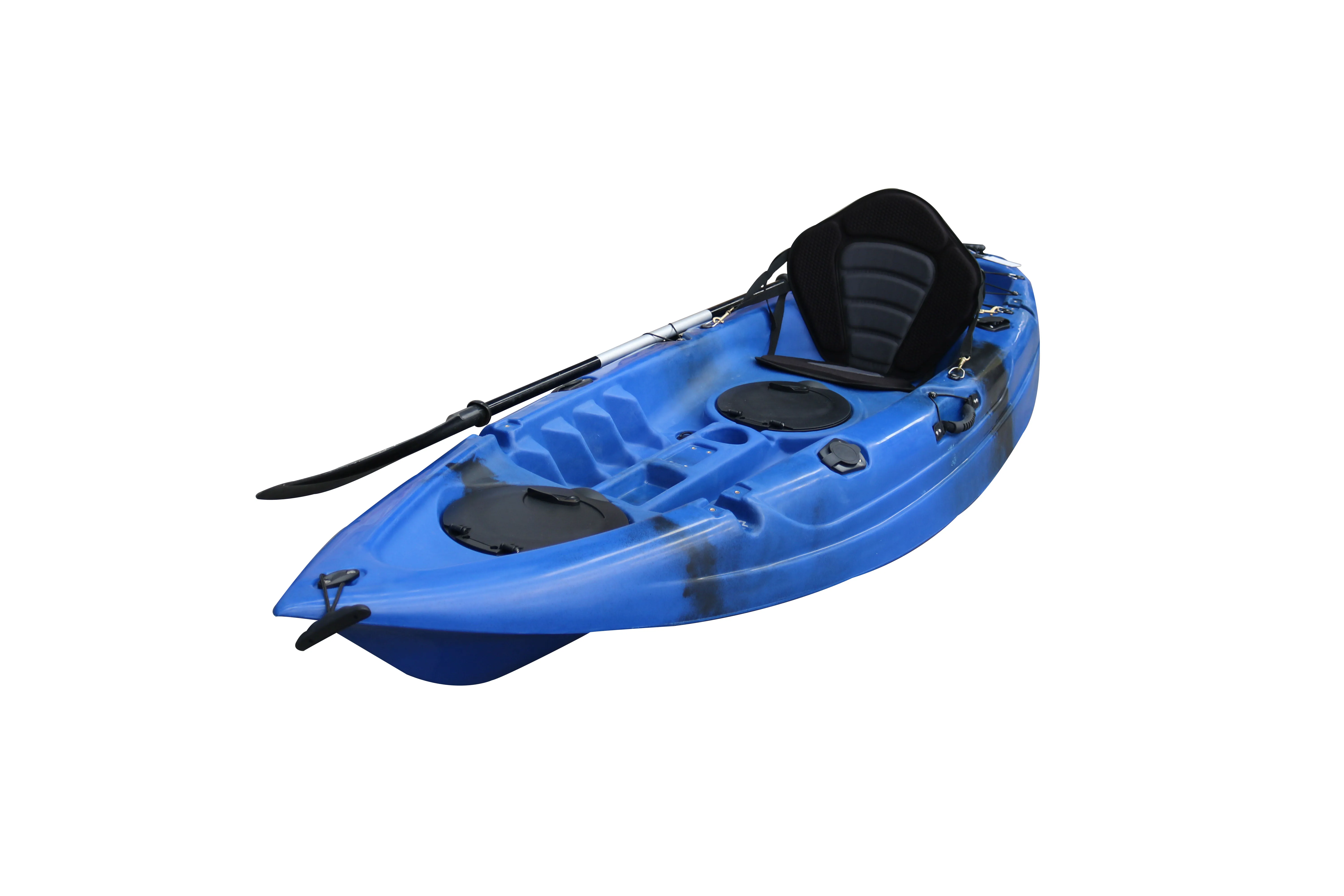 صيد كاياك بلاستيكي مجداف واحد لصيد الأسماك يجلس على قمة الكاياك مع فتحة