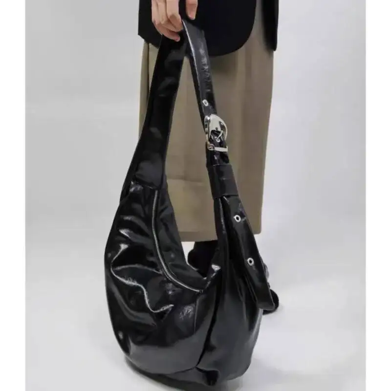 Bloom Retro Black Large Capacity Dumpling Women Sweet Cool Casual Crossbody Bags Ladies Versatile Shoulder Underarm Bag