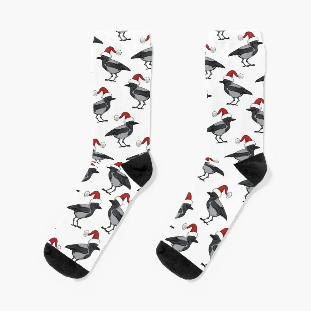 Santa Crow (Naughty or nice?) Socks Climbing Running man Crossfit Socks Men's Women's