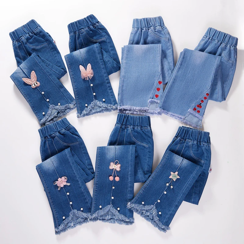 Spring Autumn Kids Baby Girls Cowboy Pants Baby Girls Jeans Casual Girls Jeans Children Clothing Kids Bell-bottoms Jeans