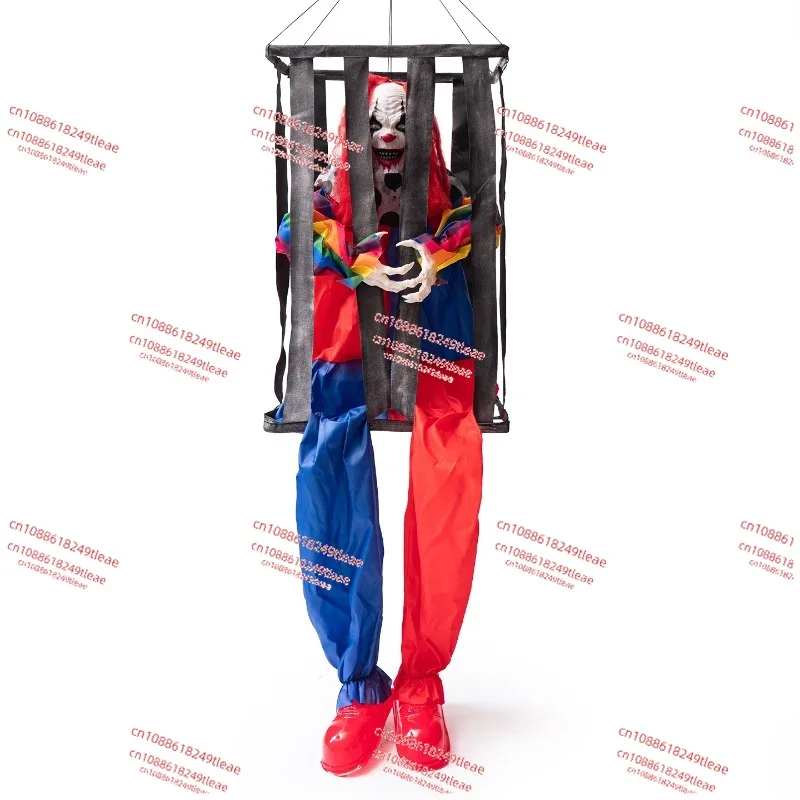 

Halloween Large Cage Clown Large Atmosphere Decorative Pendant 1.55m Electric Induction Luminous Hanging Ghost