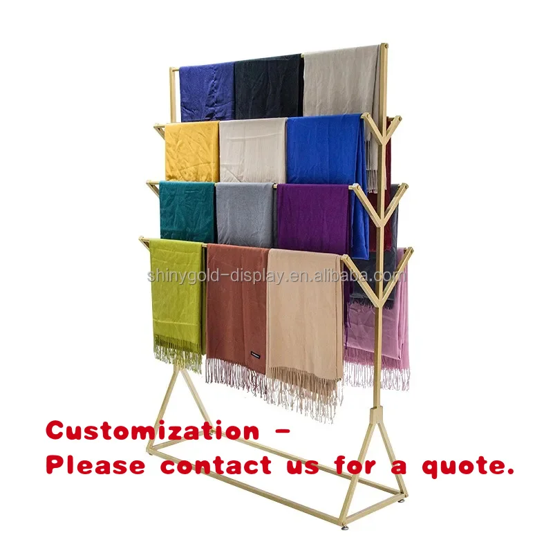 

custom.Shopping Mall Multi Flooring Scarf Display Rack Metal Stainless Steel Holder Silk Scarf Display Shelf