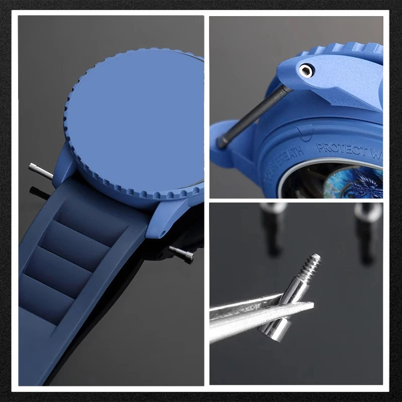 22 23 مللي متر ل بلانكبين خمسون باثومز 5025 5015 حزام الساعات الرجال الفولاذ المقاوم للصدأ ربط قضيب سداسية المسمار حزام ساعة اليد ملحق