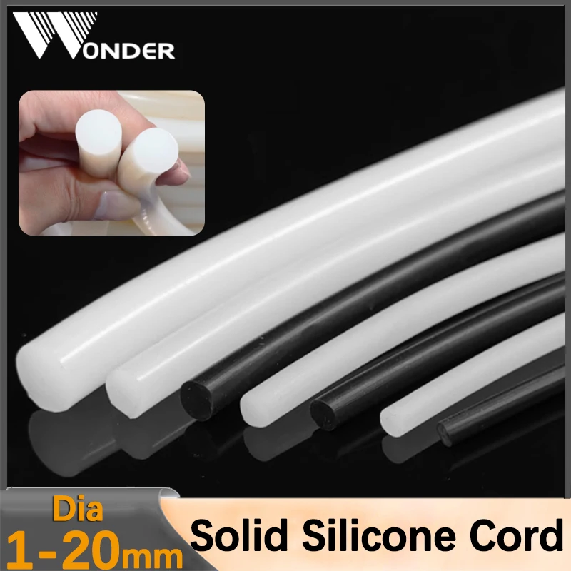 Solid Silicone Cord Round Rubber Rod Bar White Black Rubber Gasket Trim Seal Strips O Ring Waterproof High Temperature Resistant