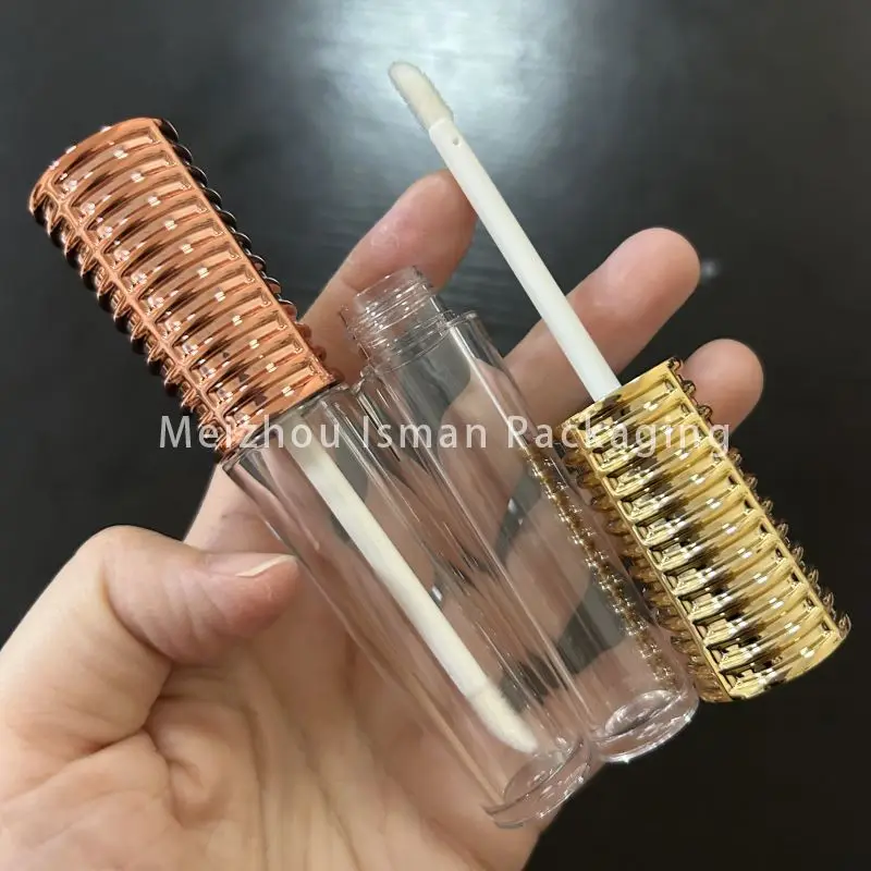 50pcs Rose Gold Lip Gloss Tubes Empty Bottle Refillable Unique Lip Glazed Tube Clear Lipgloss Packaging With Brush 6ml