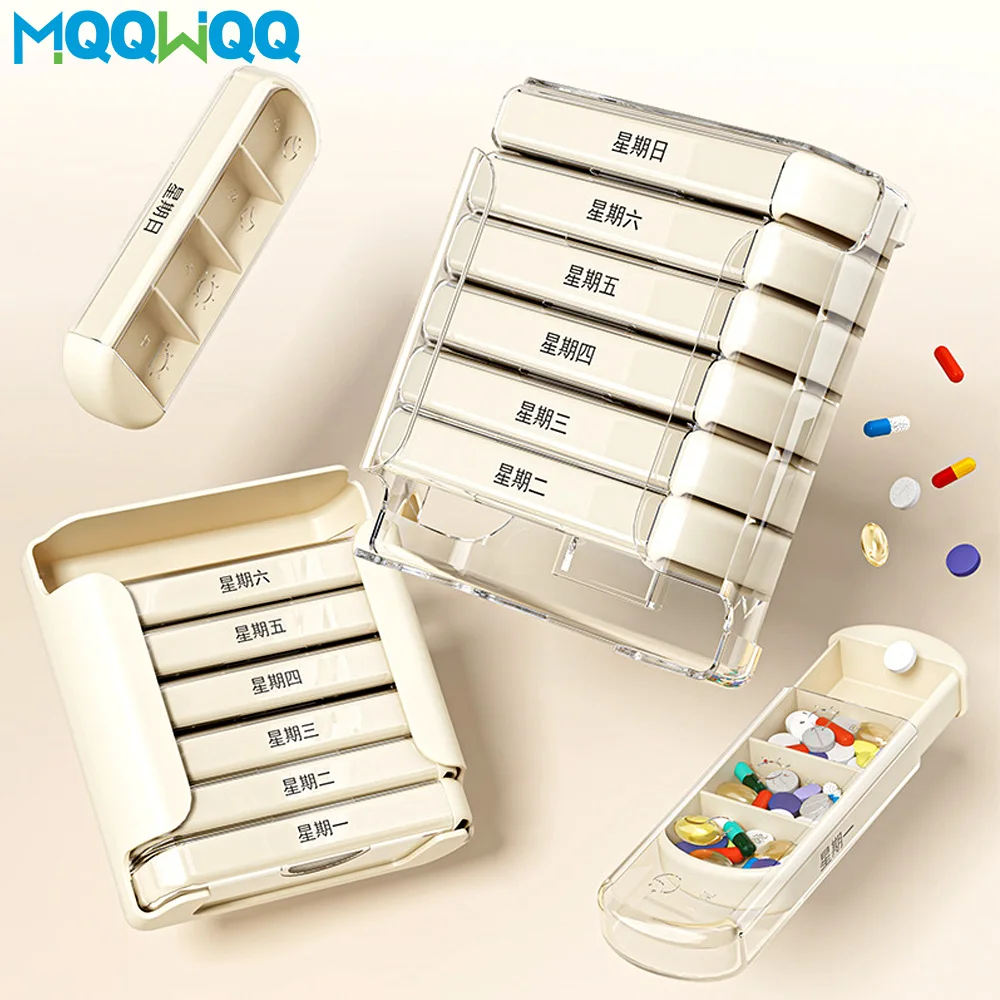 

Weekly Pill Organizer 7 Day 4 Times a Day, Large Pill Box Organizer, Daily Pill Organizer for Medication, Vitamins & Fish Oils