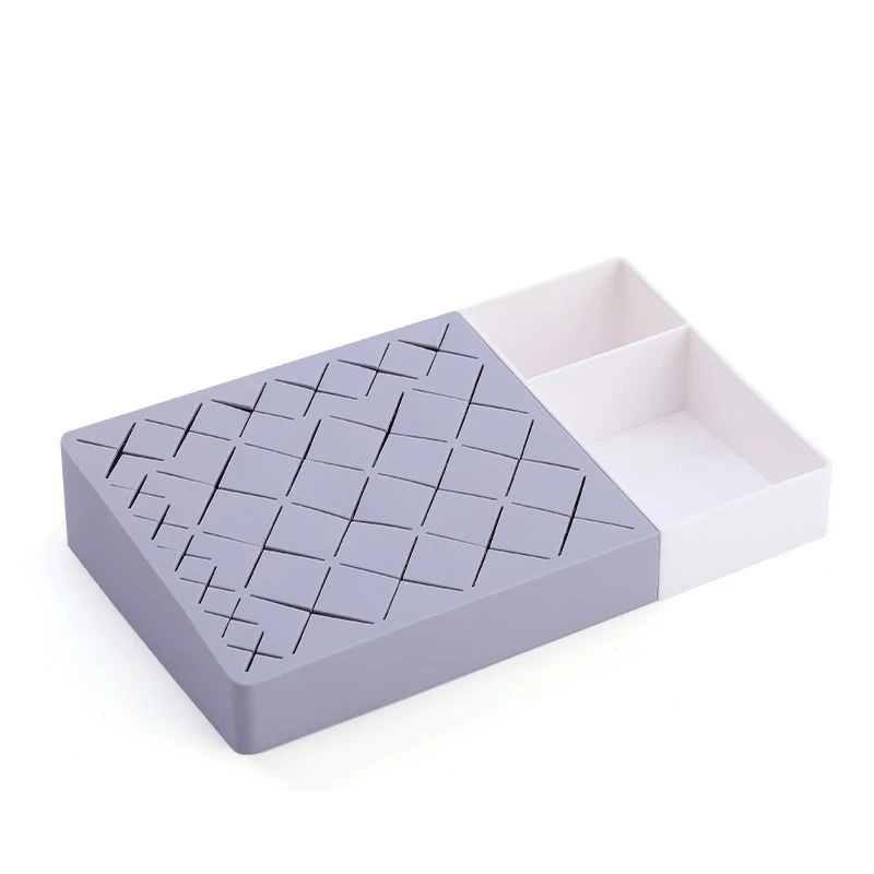 Silicone Organizer Lipstick Storage Rack Cosmetic Desktop Lip Gloss & Glaze Organizing Box Makeup Shelf Storage-Gray