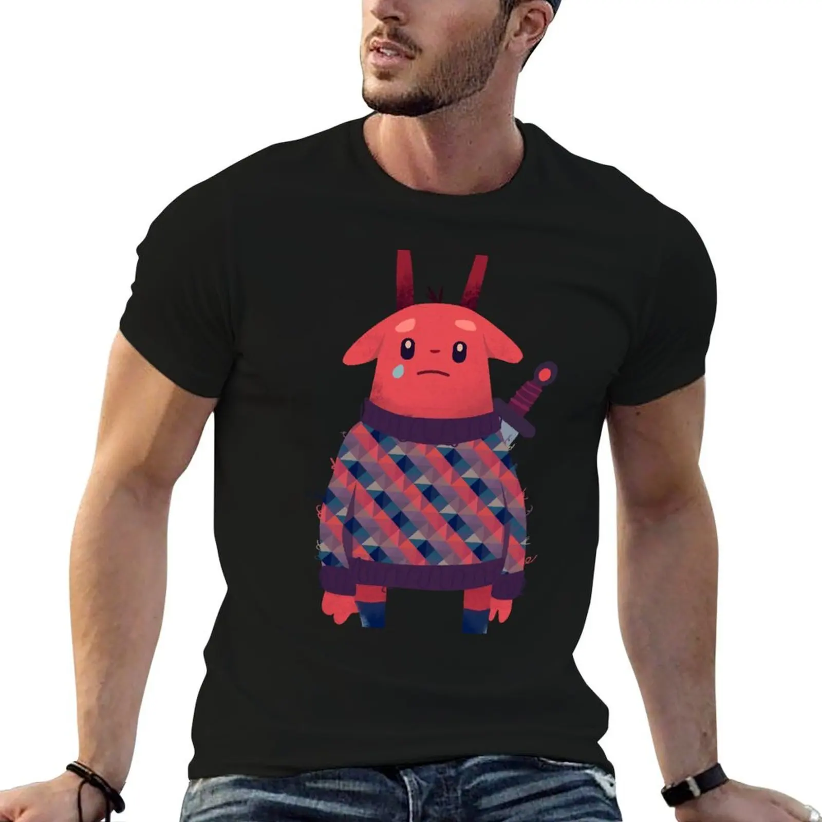 Sword Bunny T-Shirt cotton tshirt 100% man graphic t shirt funny t shirts cotton T-shirt