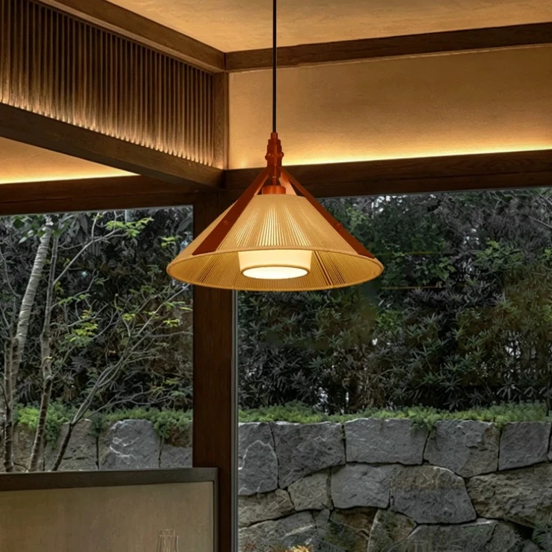 Medieval Vintage Hemp Rope Weaving Pendant Lights Designer Creative Hanging Lamps Living Room Bedroom