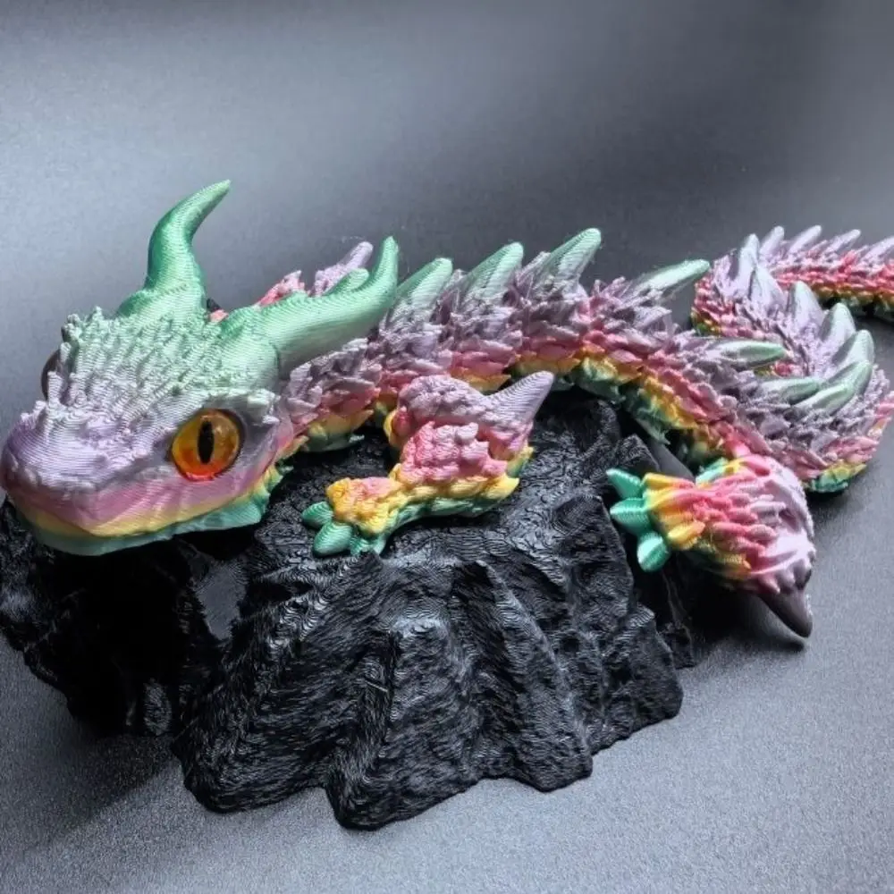 Simulated Eye 3D Printed Dragon All-in-one Molding Laser 3D Printed Diceratops Dragon Rotatable Poseable Joints