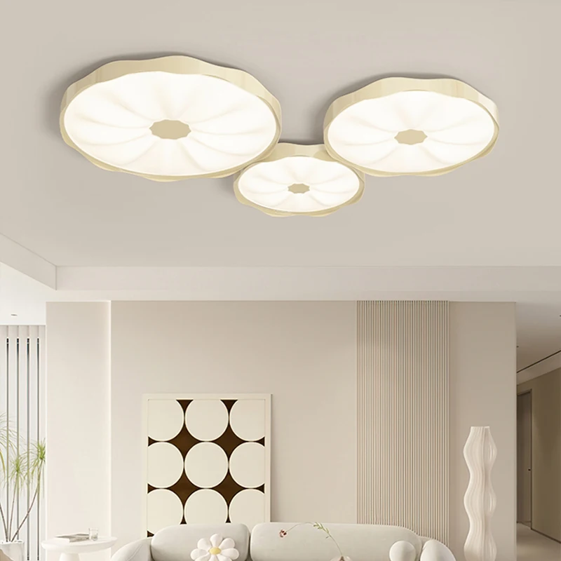 Imagem -03 - Creme Estilo Quarto Luz de Teto Lustres Led Modernos Arte Criativa Apartamento Hotel Decoração de Casa Luminárias ac 85 220v