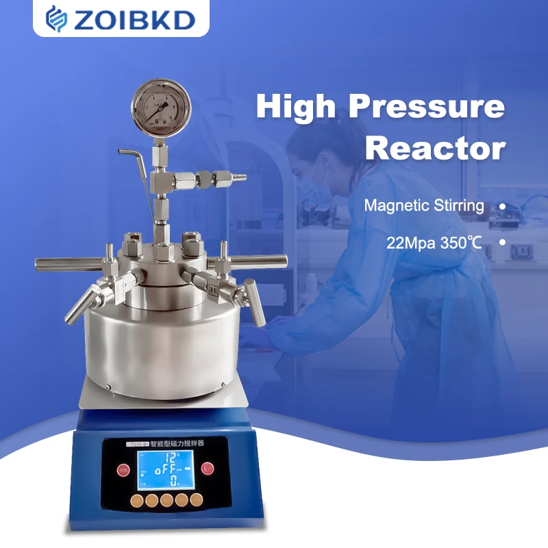 ZOIBKD 50-1000ml 22Mpa 350℃ Desktop Magnetic Stirring High-Pressure Reactor Autoclave 110V/220V Laboratory Equipment