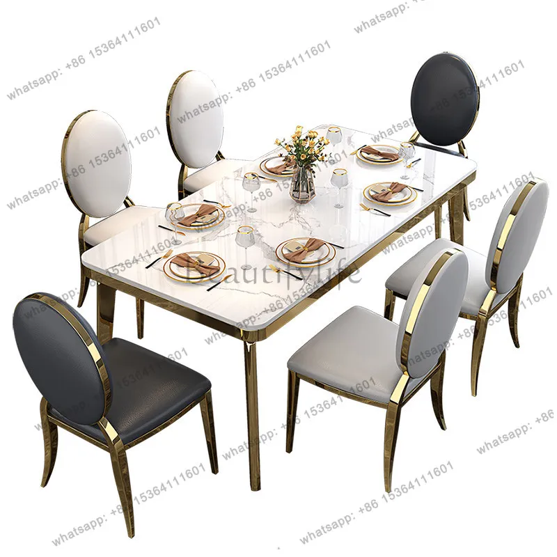 Italian light luxury rock slab dining table rectangular modern simple marble dining table