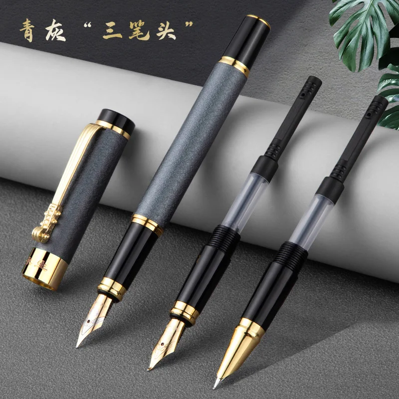 Creative Three Style Nib Calligraphy Pen Dragon Head Qin Clip Signature Pen School Office Writing Gift Stationery