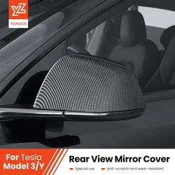 YZ Carbon Fiber Car Paste Side Door Mirror Cover For Tesla Model 3 Model Y Auto Exterior Accessories ABS Sides Rearview Cover