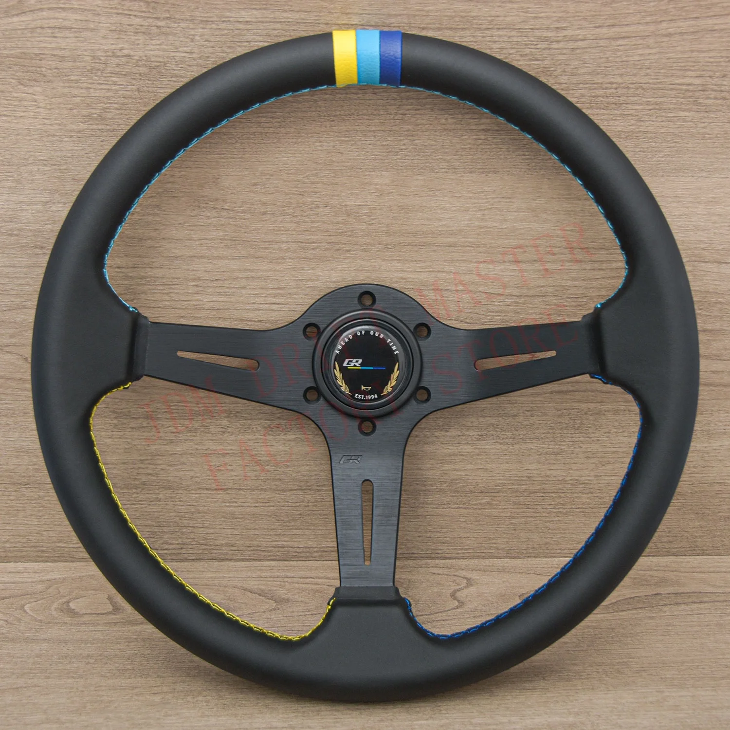 14Inch JDM Classic Sport Greddy Steering Wheel Deep Corn Leather Racing Steering Wheel Volantes