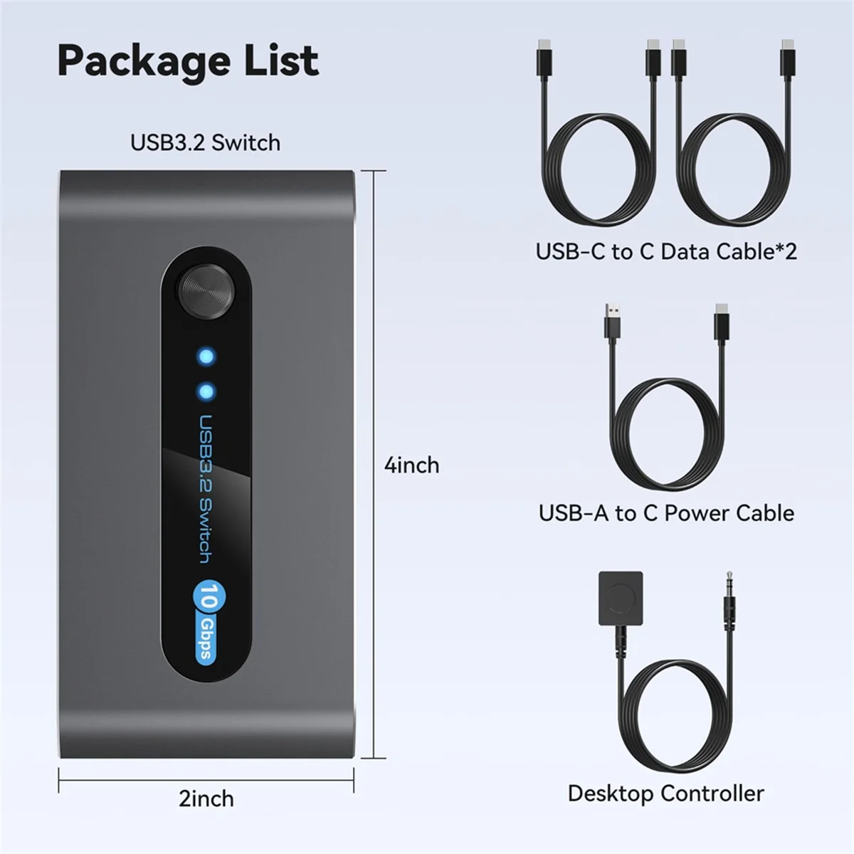 

【Слезница и определение!】{переключатель USB 3.2 10 Гбит/с, переключатель USB C, 4-портовый USB-переключатель для ПК, ноутбука, клавиатуры, мыши, поддерживает вход USB C