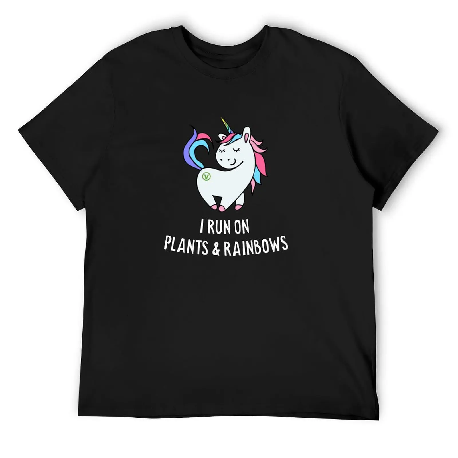 I Run on Plants and Rainbows Vegan Unicorn T-Shirt for a boy shirts graphic oversized tops t shirt men 100℅ cotton