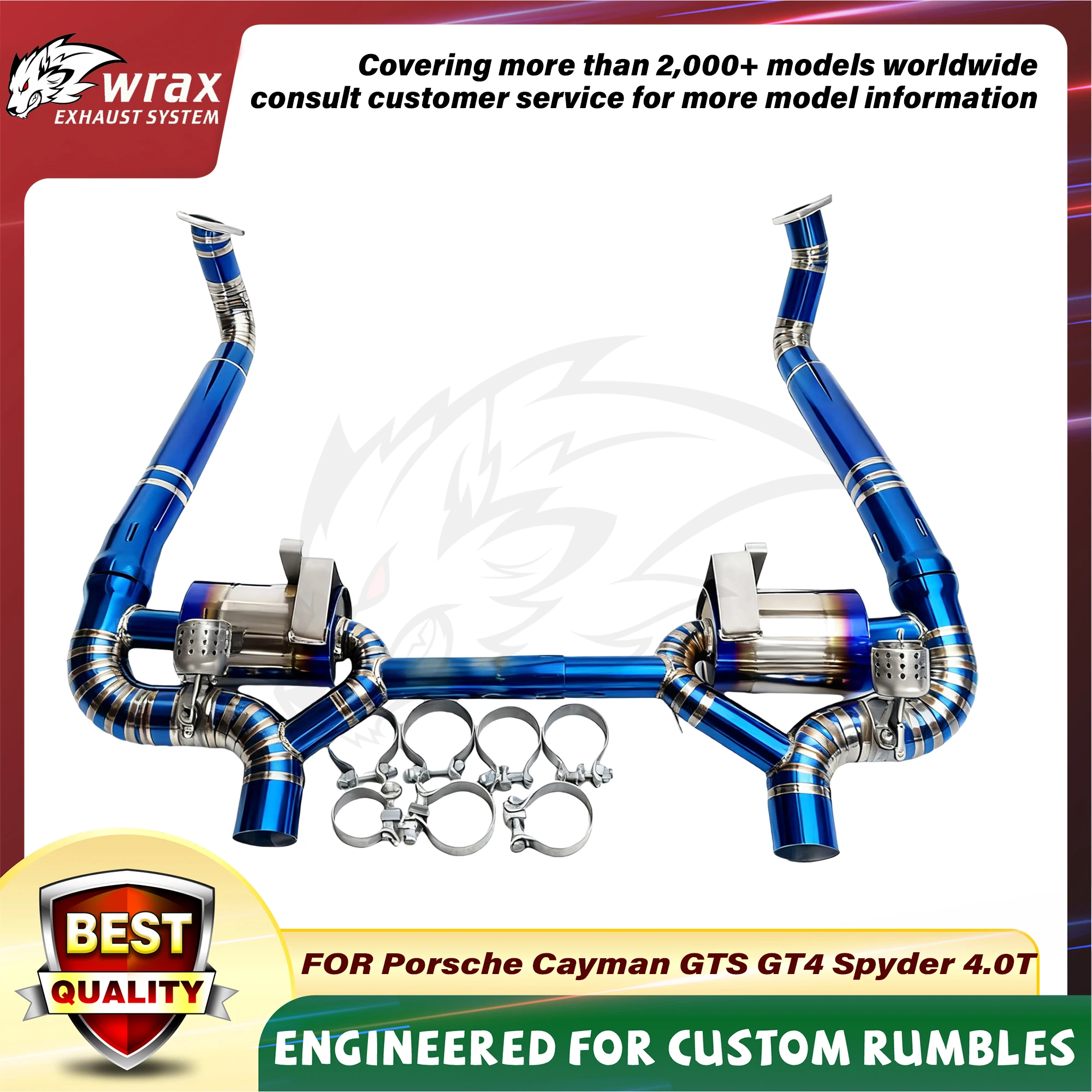 

WRAX Sport Exhaust for Porsche Cayman GTS GT4 Spyder 4.0T Titanium High Flow Catback with Vacuum Valve Race Car-grade Sound