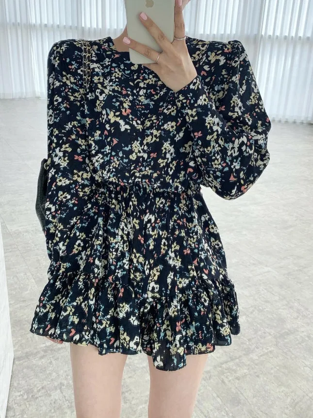 Dongda Gate Summer Women's Faionable rotondo Ne a vita alta sottile pizzo floreale lungo Sve Dr Ele Lady Sle ort gonna