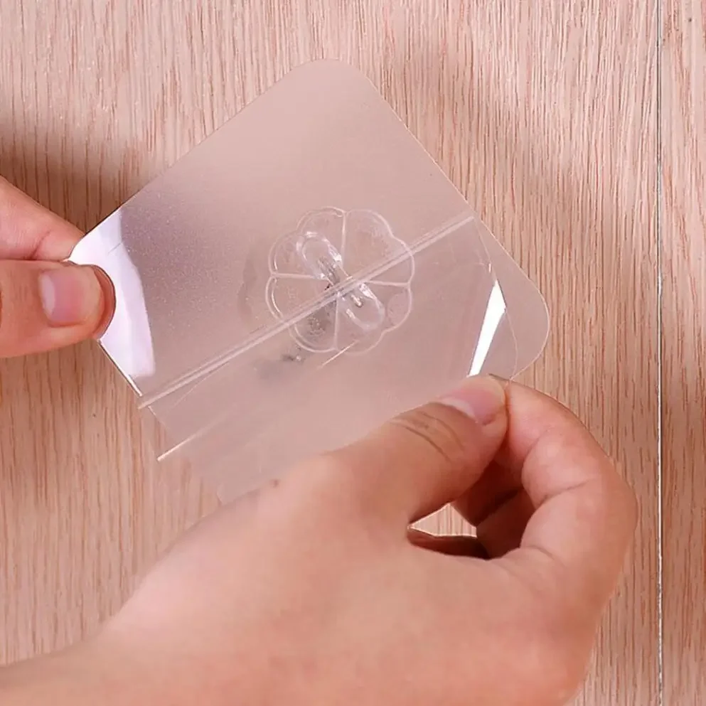 4PCS Wall Hooks Strong Transparent Suction Cup Sucker Hanger Kitchen Bathroom Multi Use Adhesive Hook Door Traceless Organizer