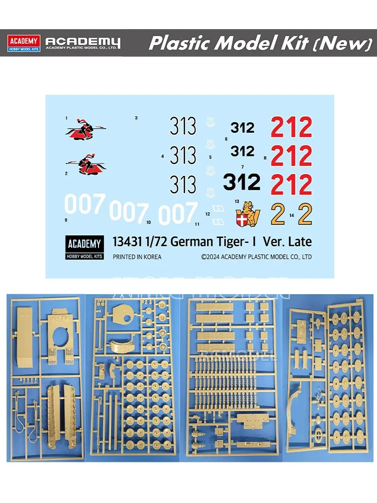 Academy 13431 Tanque pesado alemán, kit de modelo a escala 1/72 de postproducción Tiger 1