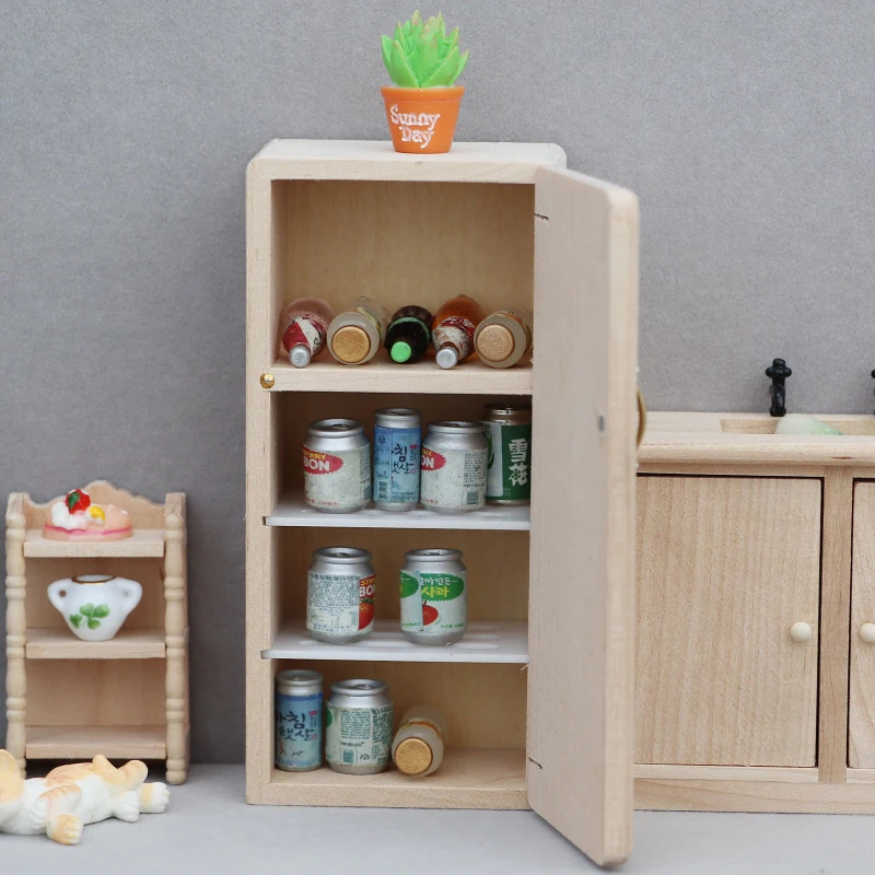 1/12 Dollhouse Simulation Refrigerator Model Dollhouse Miniature Kitchen Furniture Decoration Dolls House Home Accessories