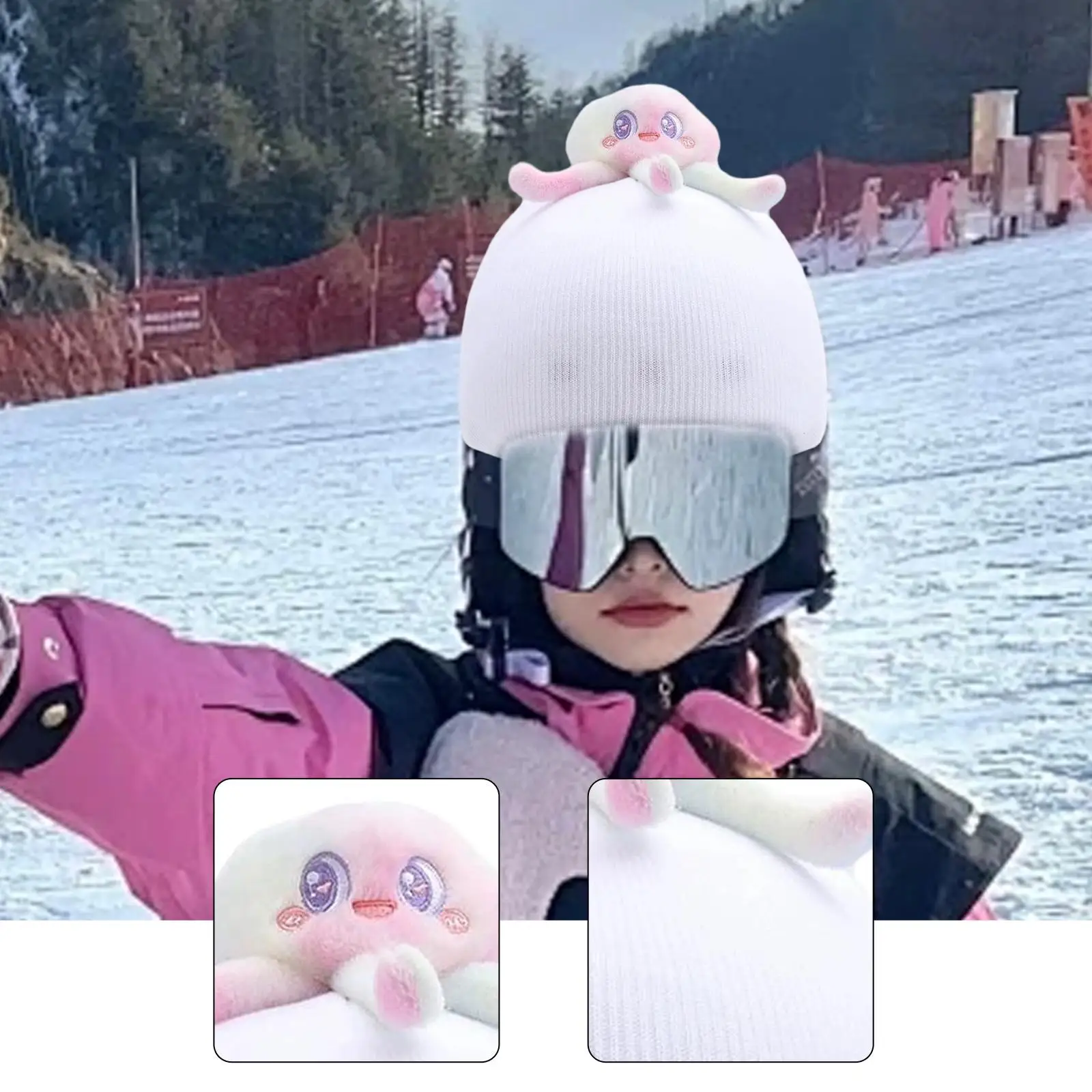 Capa de capacete de esqui dos desenhos animados novidade engraçada com decoração de polvo acessório de esportes de inverno, capa de capacete de snowboard para trilho de parque de inverno