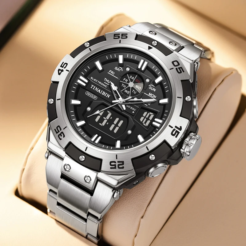 Tendance Sport acier inoxydable taille lumière LED haute qualité montres numériques mâle alarme chronographe reloj hombre