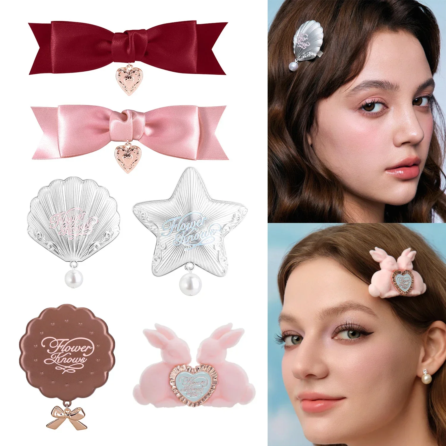 Flower Knows Snow Ballet Shell Jewel Strawberry Cupid Hair Clip Cute Kawaii Vintage Hairpin Fashion for Girls Women