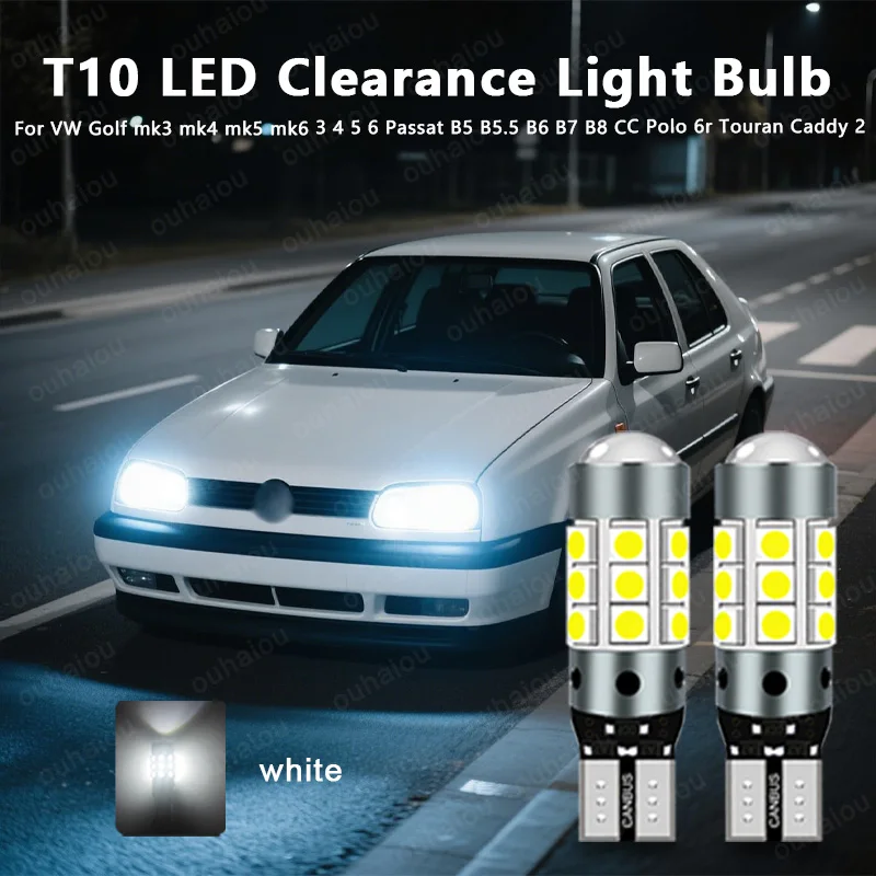 

2pcs For VW Golf mk3 mk4 mk5 mk6 3 4 5 6 Passat B5 B5.5 B6 B7 B8 CC Polo 6r Touran Caddy 2 LED Clearance Light Lamp W5W T10